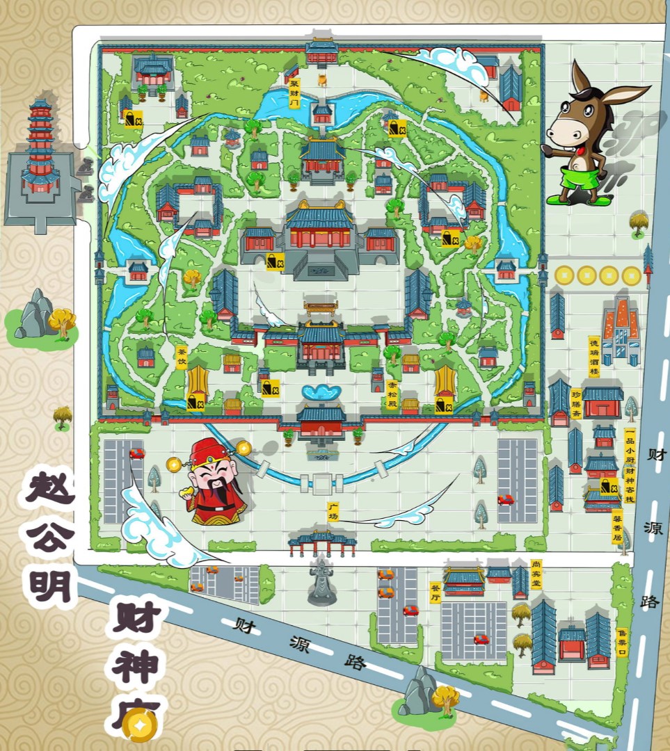 柘荣寺庙类手绘地图